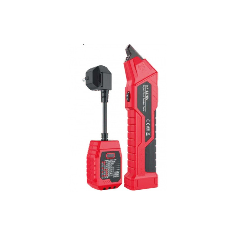 Circuit breaker identifier with built-in GFCI (ground fault current) tester for sockets