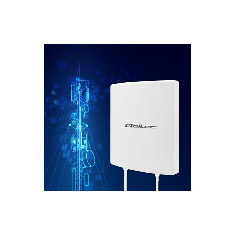 Qoltec 4G / 5G LTE antenna DUAL, 14dBi, Outdoor IP65, 700-3800 MHz