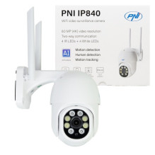 Wireless video surveillance camera PNI IP840 WiFi, PTZ, 8MP 4K, micro SD slot, autonomous, AI functions
