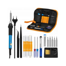 Set: soldering iron with soldering accessories, ideal for soldering electronic components