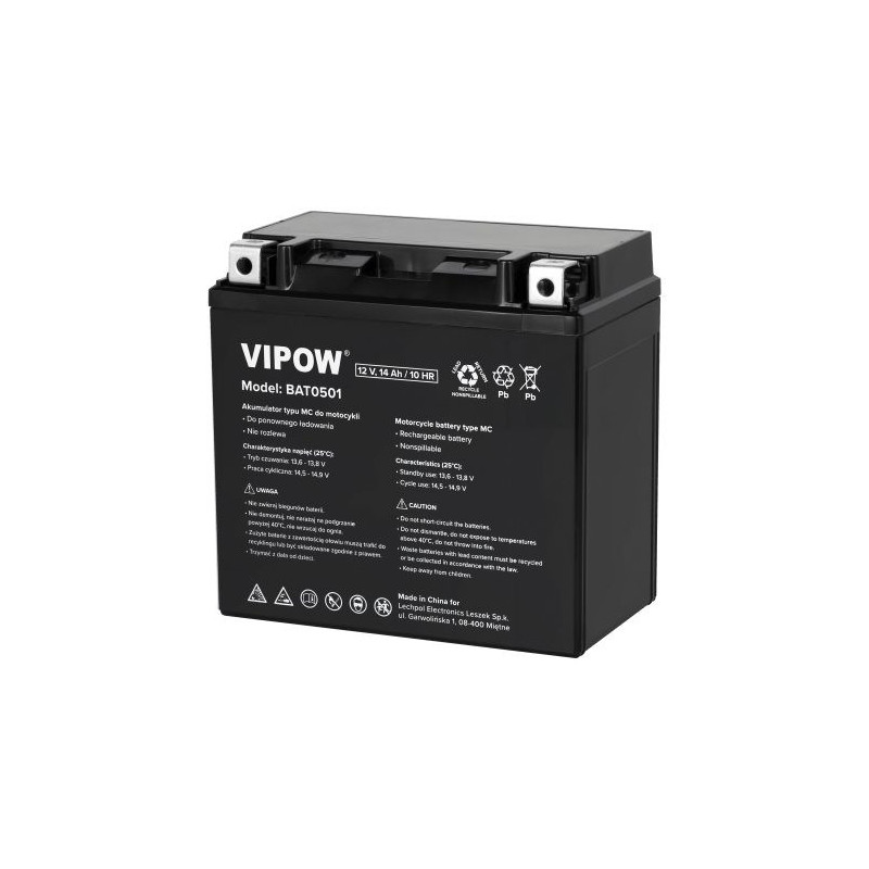 Motorcycle battery 12V 14Ah, Starting current 160A, G3 terminal