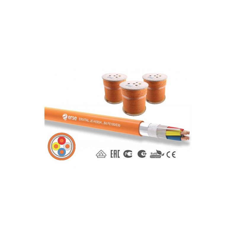 Fire-resistant cable, 1x2x1.5, JE-H(St)-H, FE180 / E30, with screen, 500m, ERVITAL