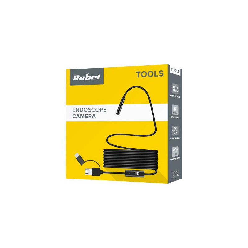 Inspection camera - Endoscope 640x480pix, Length 2 m, IP67, 6xLED, Viewing angle 67°