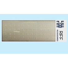 QWERTY klaviatūros lipdukai RU, BALTI skaidriame fone, RIFF