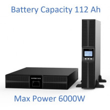 Professional Heating system pure sine wave UPS Inverter with battery 16x12V / 7Ah, 6000W, LCD display