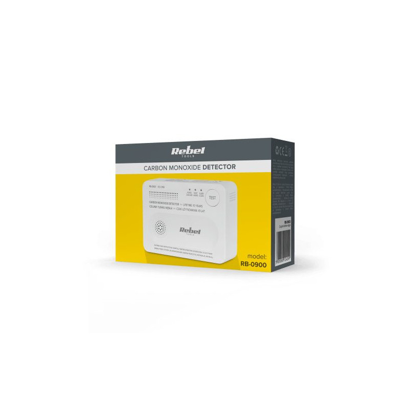 Carbon monoxide (CO) detector - warns of dangerous gas leaks. Suitable for home, garage.