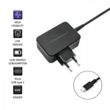Power Adapter - Qoltec 51024 Charger, 65W, 5-20V, 3-3.25A, USB Type C, PD, Black