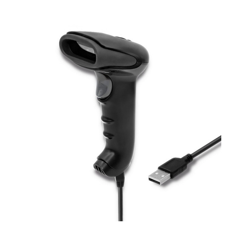 Barcode Scanner - Qoltec 50866 Laser, Black