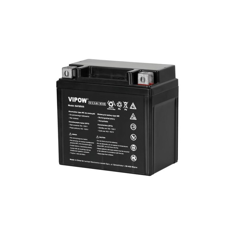 Battery for Motorcycles 12V 5Ah, Starting current 70A, Type MC MOTO