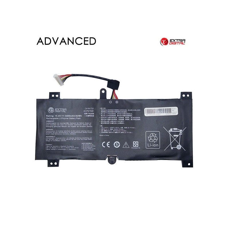 Nešiojamo kompiuterio baterija ASUS C41N1731, 3400mAh, Extra Digital Advanced