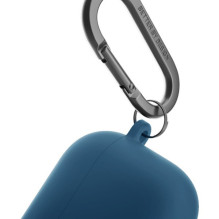 „Uniq Nexo AirPods 4“ + ausinių kabliukai silikoninis dėklas – mėlynas
