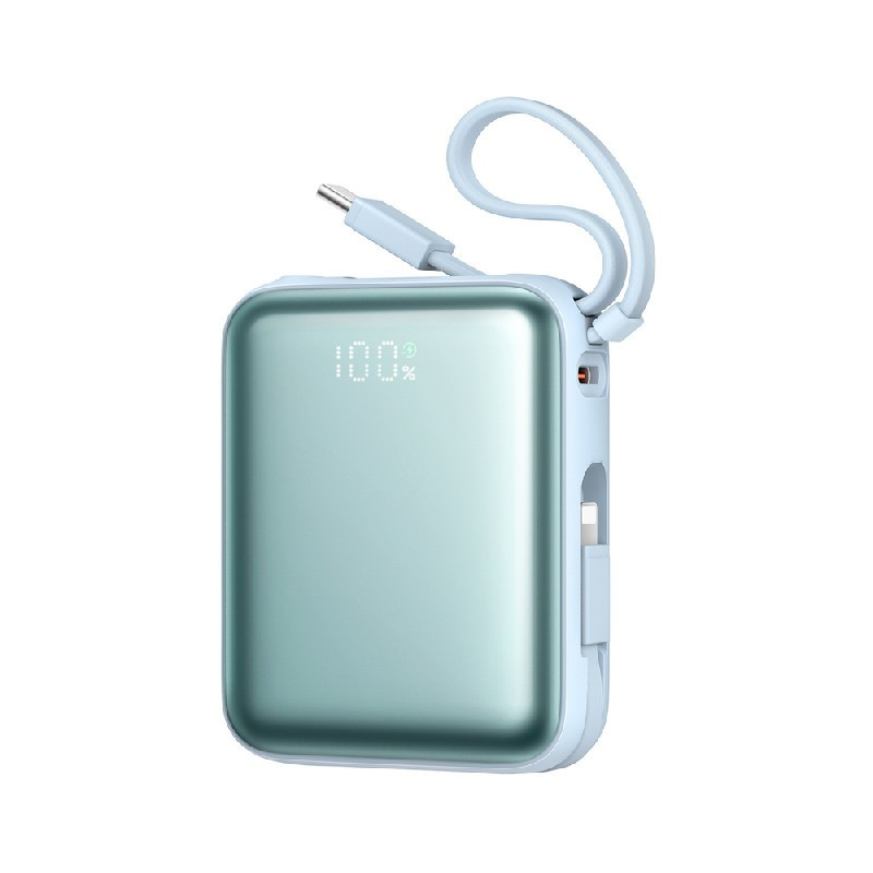 Išorinė baterija POWER BANK JOYROOM (JR-PBF27) 10000mAh (1xType-C 22.5W) su type-C ir lightning laidu mėlynas