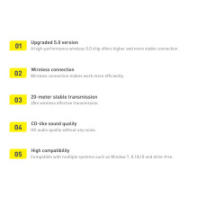 Baseus BA04 mini Bluetooth 5.0 USB adapterio imtuvo siųstuvas kompiuteriui juodas (ZJBA000001)