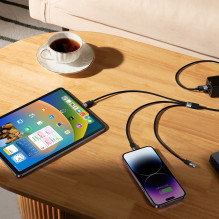 3in1 USB - mikro USB / Lightning / USB C 3.5A 1.2m kabelis Baseus StarSpeed - juodas