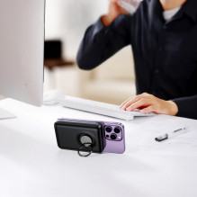 Wireless powerbank 10000mAh Joyroom JR-W050 20W MagSafe with ring and stand - black Wireless powerbank 10000mAh Joyroom JR-W050 20W MagSafe with ring and stand - black