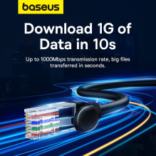 Baseus High Speed Cat 5 RJ-45 1000Mb/s Ethernet kabelis 8m apvalus - juodas