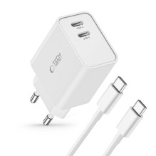 Tech-Protect C35W 2x USB-C PD 35W įkroviklis su USB-C / USB-C laidu - baltas