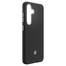 Spigen Enzo Aramid GP-FPS931PGABW silikoninis dėklas su įmontuotu MagFit žiedu, skirtu Samsung Galaxy S25 - juodas