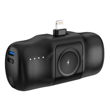 „Wozinsky WF16-YLS“ 5000mAh 15W „Lightning“ mini išorinė baterija su integruotu USB-C laidu ir „Apple Watch“ įkrovikliu 