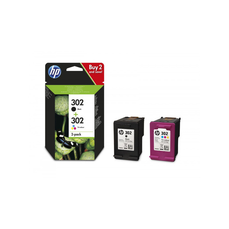OEM kasetės HP No.302 Black + Color (X4D37AE)