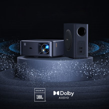 „Yaber K2s Pro LCD FullHD 1080p“ multimedijos projektorius su JBL garsiakalbiais ir žemųjų dažnių garsiakalbiu – juodas