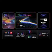 „Yaber K300s“ multimedijos lazerinis RGB „FullHD 1080p“ projektorius su JBL garsiakalbiais – juodas