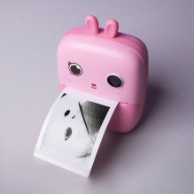 Mini terminis spausdintuvas vaikams su fotoaparatu ir vaizdo kamera – rožinė