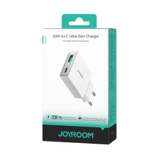 Joyroom JR-TCF14 20 W USB-A USB-C itin plonas sieninis įkroviklis – baltas
