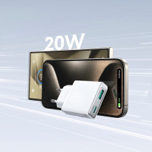 Joyroom JR-TCF14 20W USB-A USB-C Super Slim Wall Charger - White