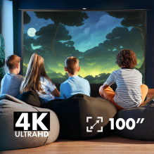 „Maclean MC-211“ nešiojamas projektoriaus ekranas, kompaktiškas, grindų, 100 pėdų, 4:3