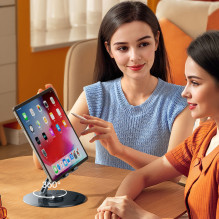 „Wozinsky WRS-DSY84SS“ 360° besisukantis aliuminio planšetinio kompiuterio stovas – pilkas