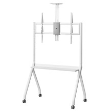 Maclean TV stand / cart, camera shelf, on casters, 55-100", max load 120kg / 10kg shelf, max. VESA 900x600, white, 