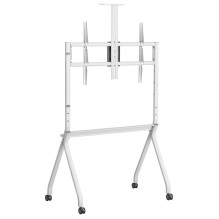 Maclean TV stand / cart, camera shelf, on casters, 55-100", max load 120kg / 10kg shelf, max. VESA 900x600, white, 