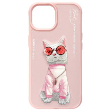 Nimmy Glasses Cool Cat iPhone 15 Case - Pink