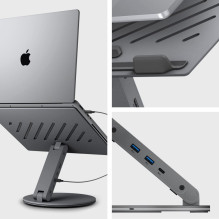 Spigen LD204H Stand + Hub 6-in-1 - Gray