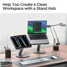 „Spigen LD204H“ stovas + šakotuvas 6 viename – pilkas