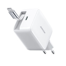 Joyroom JR-TCL06 67W GaN Wall Charger with Built-in Retractable USB-C Cable - White