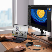 Baseus PioneerJoy 8-in-1 USB-C hub HDMI 4K@60Hz + HDMI 4K@30Hz + DisplayPort 8K@30Hz + VGA + 2 x USB-A 3.0 + 2 x USB-C -