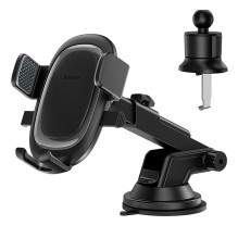 Baseus UltraControl Pro Clamp-on Car Holder with Suction Cup / Hook for Air Vent - Black
