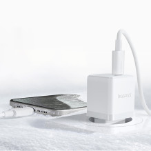 „Baseus Palm 1C“ 20 W sieninis įkroviklis (su „Baseus Mini White USB-C 60 W“ (20 V / 3 A) 1 m laidu) – baltas