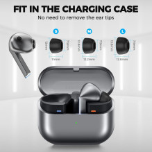 „Tech-Protect“ ausų antgaliai, skirti „Samsung Galaxy Buds 3 Pro“, S / M / L dydžių - juodi (3 vnt.)