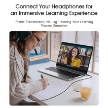 Dudao L12S AUX kabelis su 3,5 mm jungtimi, 1 m, 3 polių, stereo, juodas