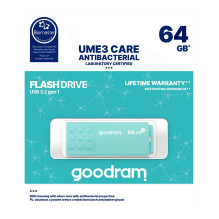 USB Flash Drive - Goodram UME3 64GB USB 3.2 Gen 1 Read 60MB/s Write 20MB/s Turquoise