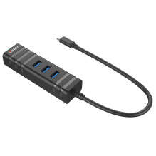 USB Hub - LINDY USB 3.2 Type C Hub, 3 Ports, Gigabit Ethernet Converter, Black