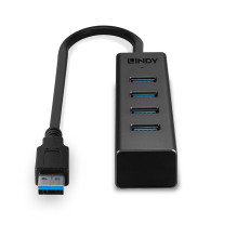USB Hub - LINDY USB 3.0 Hub, 4 Ports, Black