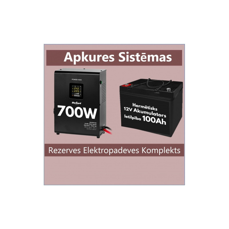 Backup Power Supply Kit for Heating System UPS 700W + 12V 100Ah battery