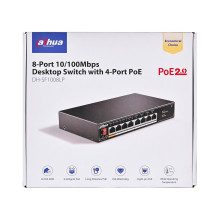 Komutatorius - Dahua SF1008LP 8-Port PoE Nevaldomas L2 Greitasis Ethernet Juodas