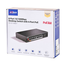 Komutatorius - Dahua SF1008LP 8-Port PoE Nevaldomas L2 Greitasis Ethernet Juodas