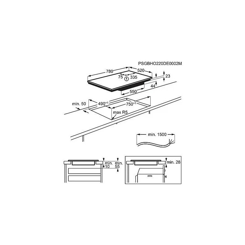 Induction Cooker - Electrolux EIV83443CT 78 cm 4 Zones Touch Control Black