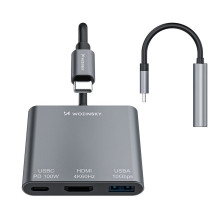 Hub Wozinsky WHCH-01 USB-C PD 100W HDMI 4K@30Hz USB-A 10Gbps - gray